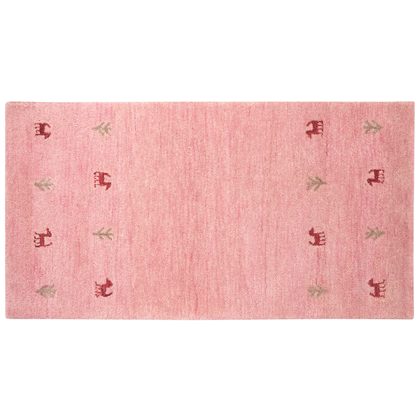 Teppich YULAFI Rosa 80 x 150 cm Wolle Gabbeh