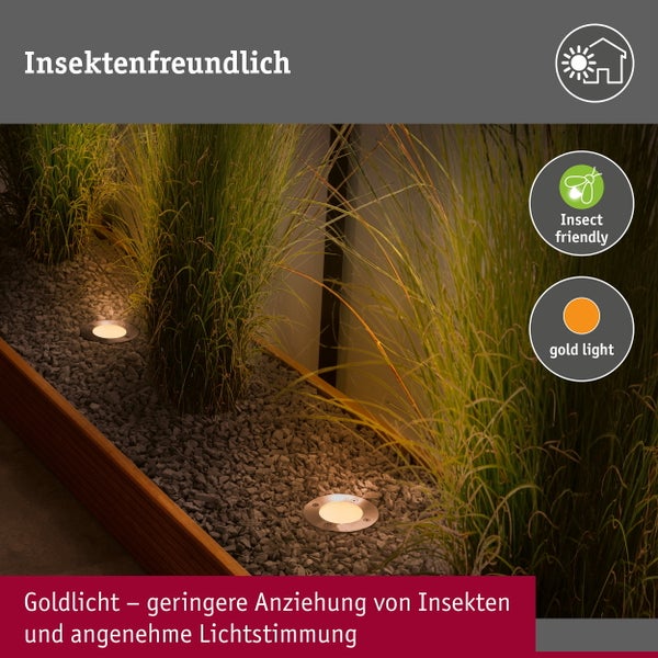 LED Bodeneinbauleuchte Floor insektenfreundlich IP65 zylindrisch 110 mm 2200K 4,3W 320lm 230V Edelstahl gebürstet Edelstahl, Kunststoff
