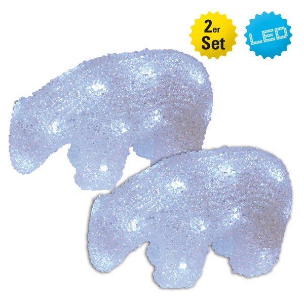 Zwei Eisbären als LED-Dekoration im Set