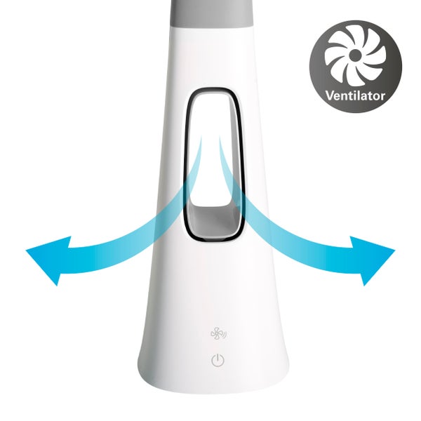 LED-Tischleuchte VENTU mit Ventilator, mit Touch, dimmbar, aus weißem Kunststoff, fest verbaute LEDs, 40 cm hoch