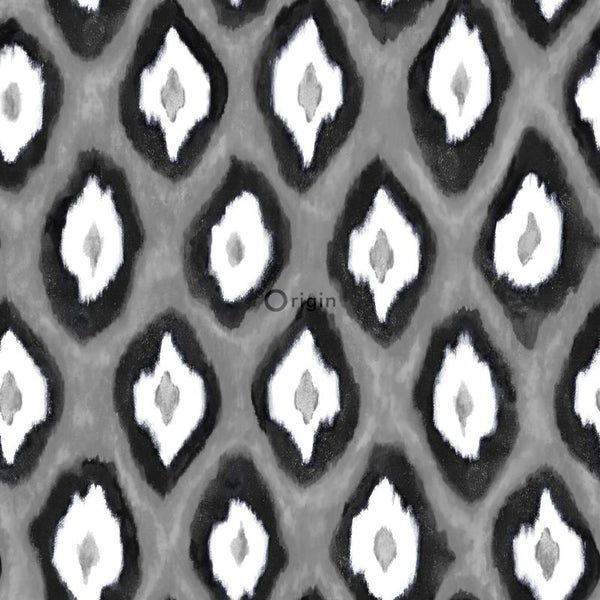Origin Wallcoverings Tapete Ikat-Motiv Schwarz und Weiß - 53 cm x 10.05 m - 346919