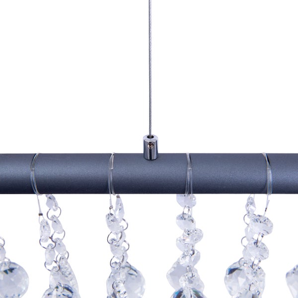 LED Pendelleuchte NOBILIS Länge ca. 100 cm, aus Metall und Kunststoff in Grau, mit fest verbauten LEDs, Beleuchtung für Wohnzimmer, Esszimmer oder Büro