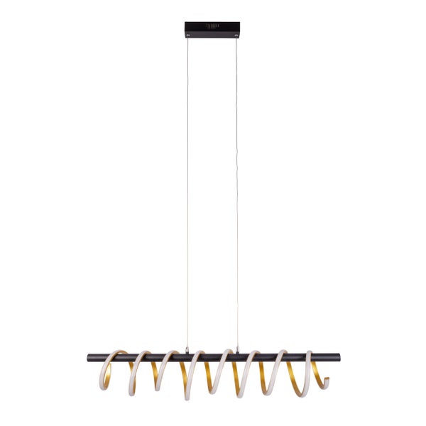 LED Pendelleuchte BELLEZA, moderne Pendellampe aus  Metall und Kunststoff Schwarz, Gold und Weiß, mit fest verbauten LEDs, 100 cm lang. Die ideale Beleuchtung für Wohnzimmer, Esszimmer oder Küche.