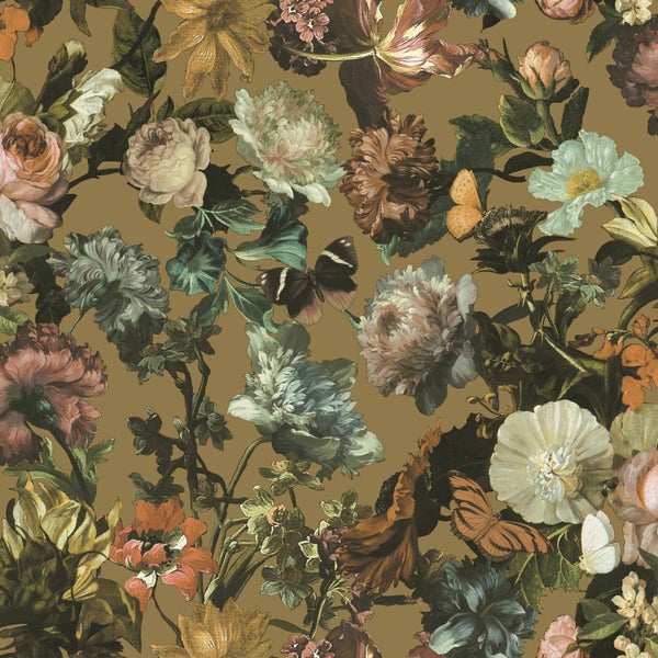 ESTAhome Tapete Blumen Gold - 53 cm x 10.05 m - 139595