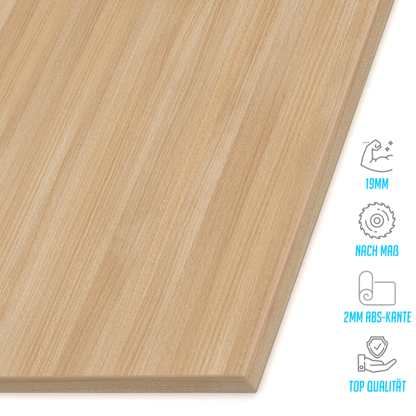 Holzplatte mit 19 mm Stärke, passgenau zugeschnitten und mit 2 mm ABS-Kante, Top Qualität