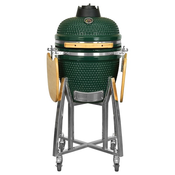 Kamado CL-18 Profi Keramik Grill Grün, Grilldurchmesser 45,7cm, Grillrostdurchmesser 38,5cm, BBQ Grillei Holzkohlegrill Grill Keramikgrill