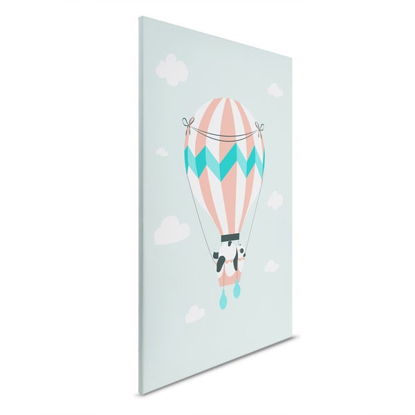 Leinwandbild mit Panda im Heißluftballon-Motiv für Kinderzimmer