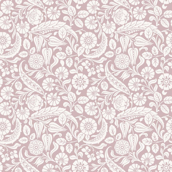 ESTAhome Tapete Blumenmuster Helllila - 50 x 900 cm - 139331