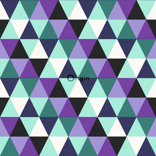 Origin Wallcoverings Tapete grafische Dreiecke Lila und Hellazurblau - 53 cm x 10.05 m - 347204