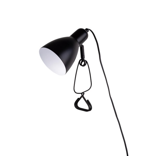 Schwarze Klemmleuchte mit Kabel