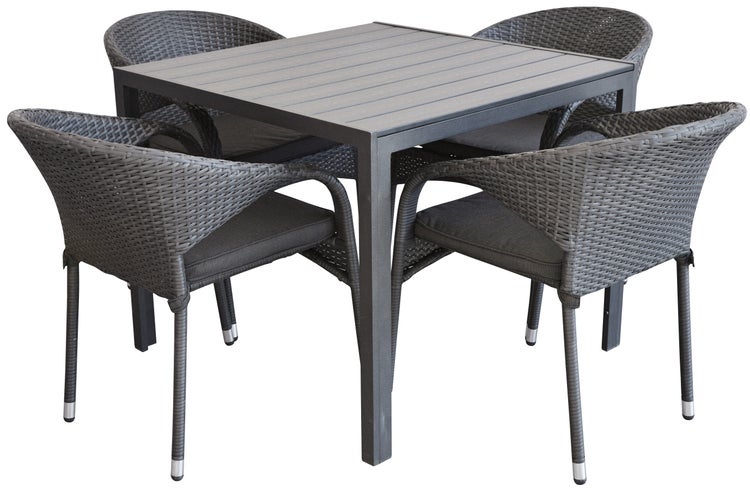 Noma Gartentisch 90 x 90 cm, schwarz und schwarz. 90 X 90 X 75 cm
