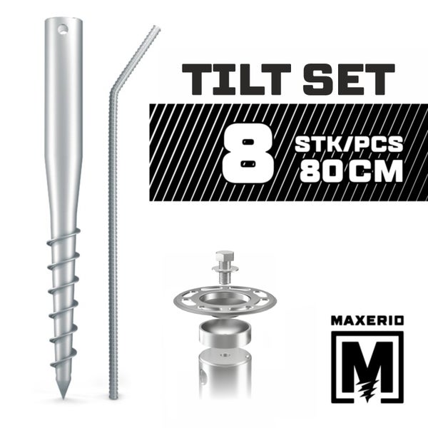 MAXERIO® 80 cm 8er TILT-Set für Schraubfundament Bodenhülse Erdanker Erdschraube Einschraubhülse Erdschraubenfundament Bodenanker Schraubanker Fundament für Gartenhaus Terrasse Sauna Gewächshaus