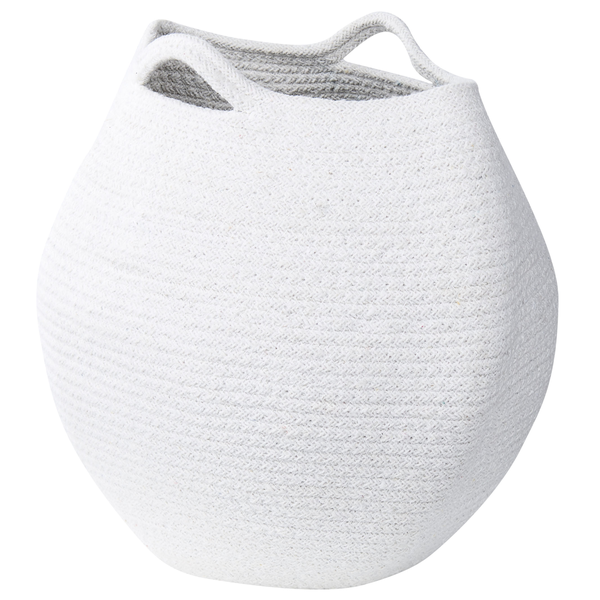 Dekorativer, weißer Wäschekorb aus Baumwolle mit Griffen
