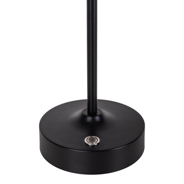 LED Akku-/ Tischleuchte PINA 30 cm hoch, aus Metall (schwarz) und Glas (weiß), integrierte LEDs, warmweiß