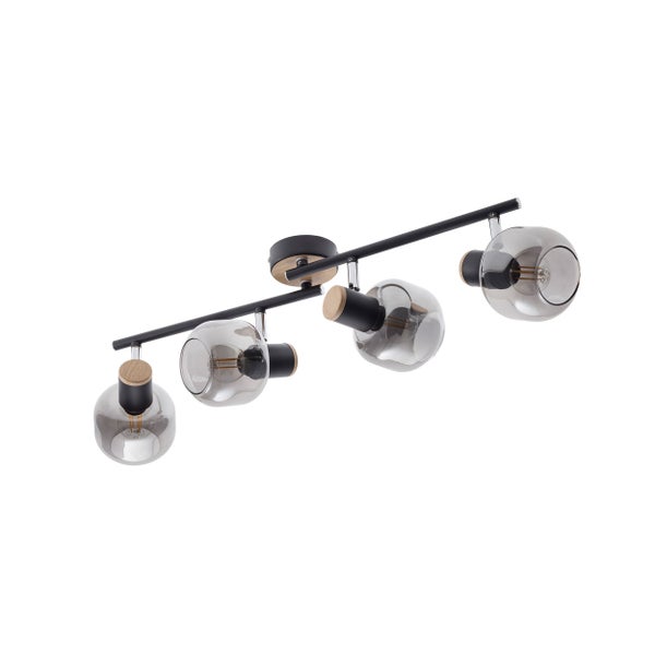 Deckenleuchte mit vier Leuchten, Lampenschirm aus Glas