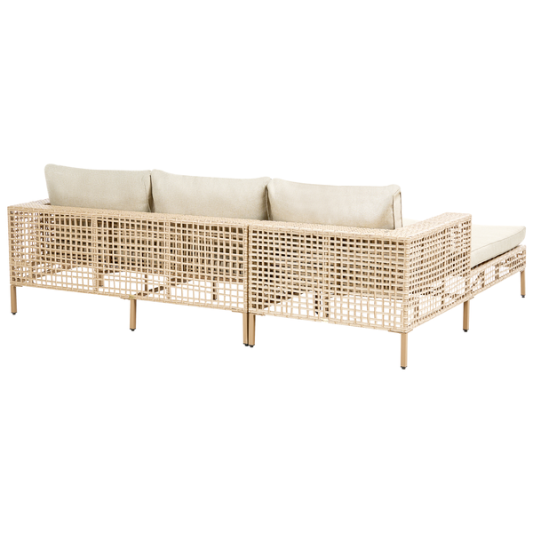 Lounge Set mit Tisch 4-Sitzer CALASETTA rechtsseitig Polyrattan Beige