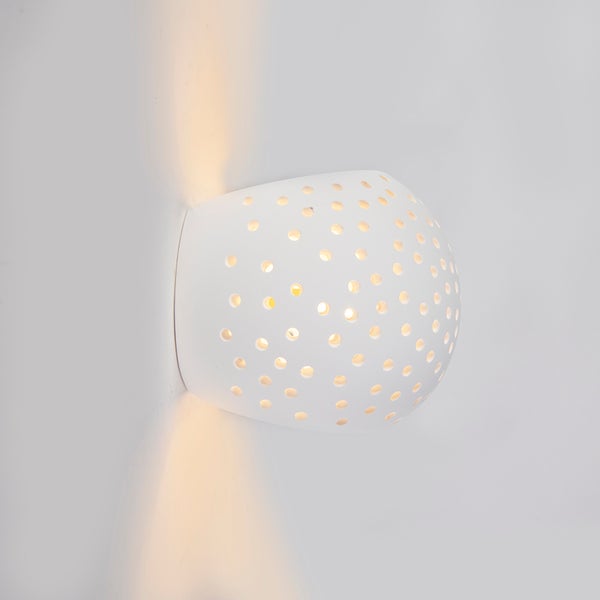 Moderne Wandleuchte Weiß Gips Kugel mit Lichteffekt - Blur