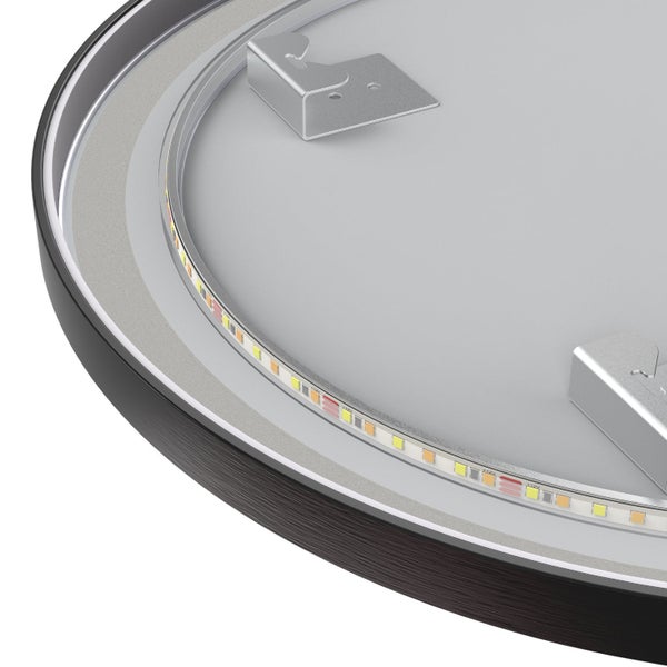 Rückseite einer runden LED Deckenleuchte mit LED Streifen und Montagehalterungen