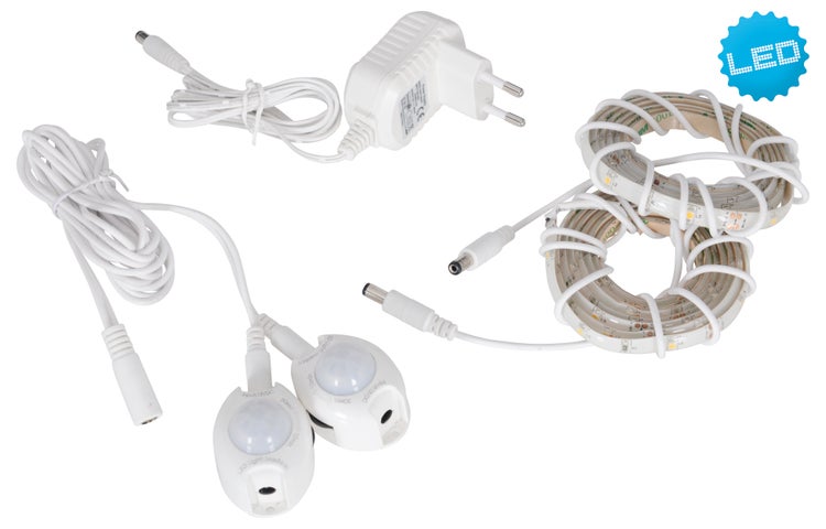 LED-Streifen Set mit Bewegungsmelder, Netzteil und Kabel
