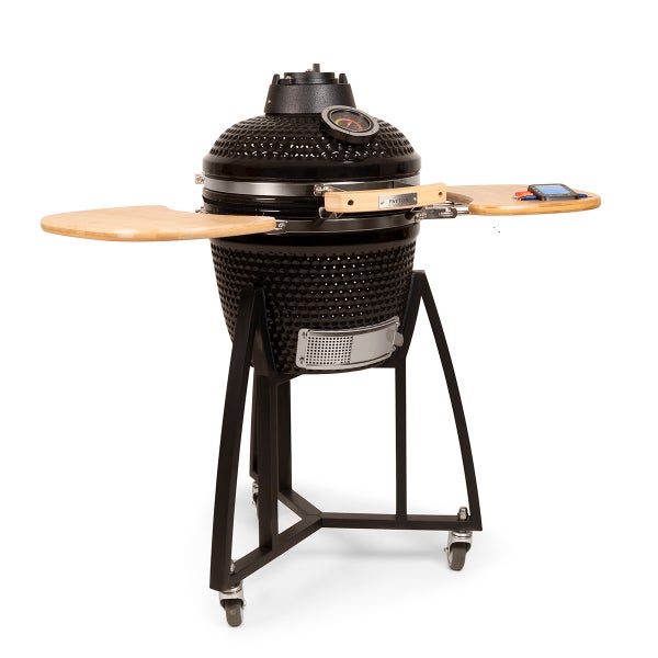 PATTON Keramikgrill Kamado Premium Compact mit Gestell und Ablage - Schwarz