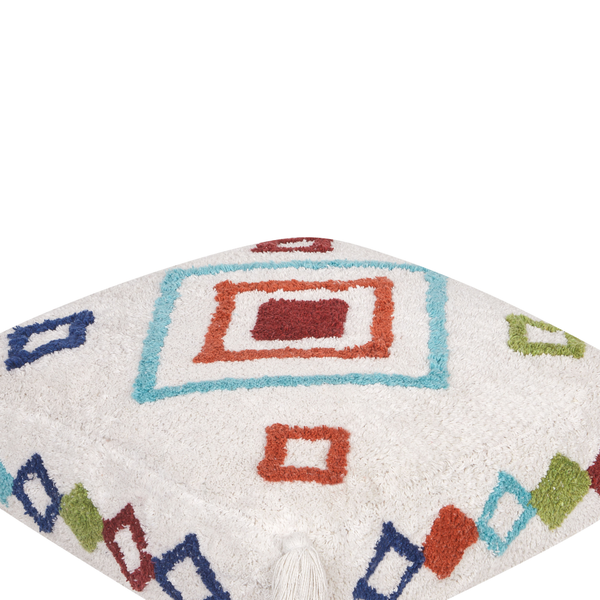 Pouf Stickerei SEERANI Baumwolle Weiß 55 cm 55 cm 20 cm