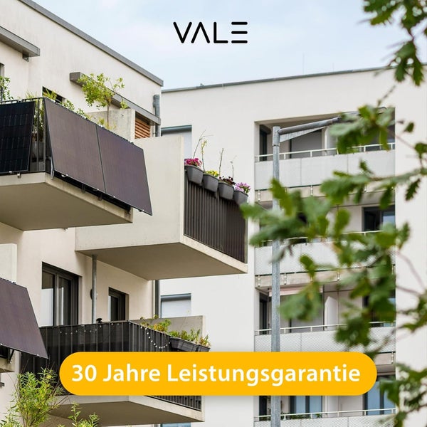 VALE Solarmodul-Set Bifazial 900 Wp Full Black - Glas-Glas-Module - Solarpanel für Balkonkraftwerke - Universal einsetzbar - Lineare Leistungsgarantie