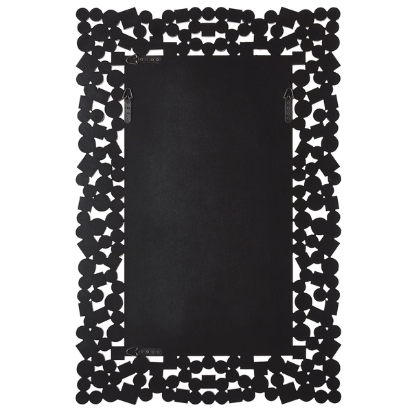 Rückseite eines rechteckigen Spiegels mit dekorativem Rahmen aus geometrischen Formen