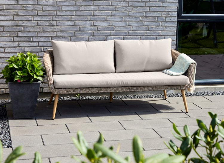 Johannes Gartensofa 3 pers. inkl. Auflagen, beige. 181 X 78 X 70 cm