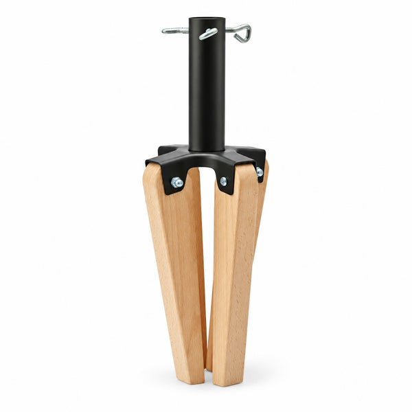 Christbaumständer aus Holz und Metall für einen stabilen Halt des Weihnachtsbaums.