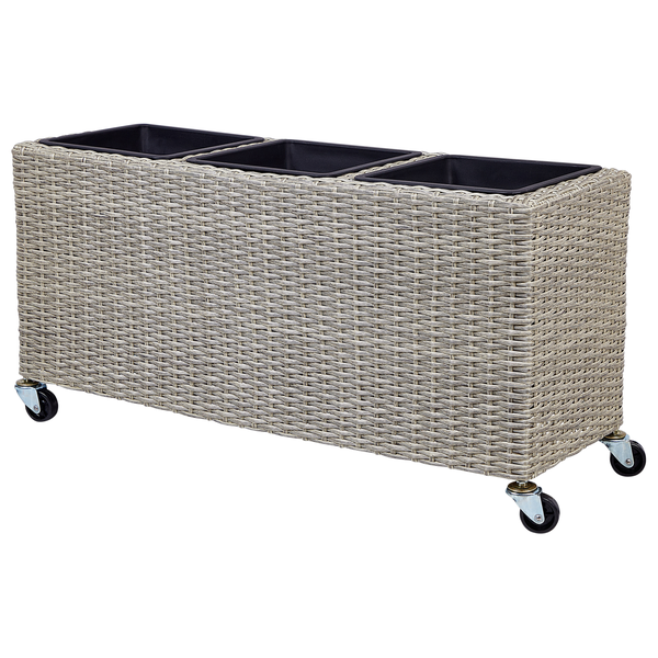 Blumenkübel BELLIS Polyrattan 82 cm Hellbraun