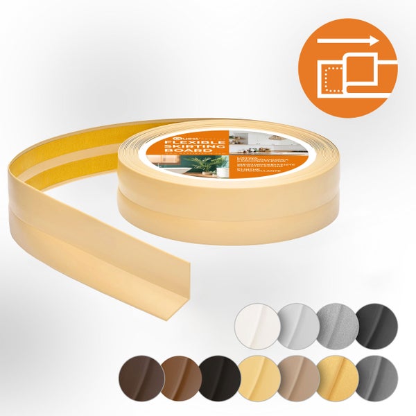 Quest Weichsockelleiste Selbstklebend 18 x 18 mm, PVC, Flexibel, Creme, 15 Meter