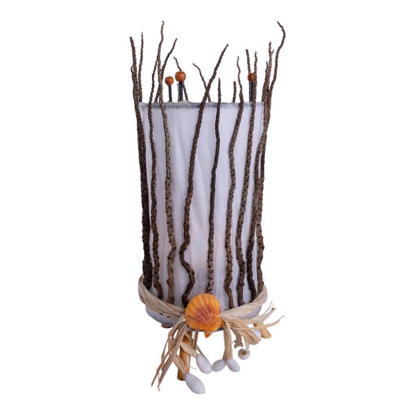 Dekorative Vase mit Ästen und Muscheln