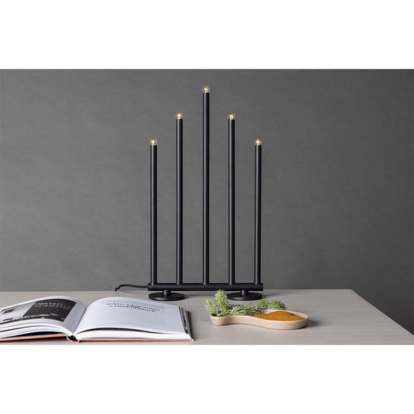 Björnfjället Adventsleuchter elektrisch 5 Lichter schwarz. 22 X 7 X 40 cm