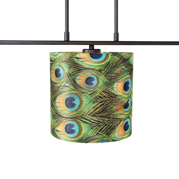 Hängelampe mit Samtschirmen Pfau mit Gold 20cm - Combi 3 Deluxe