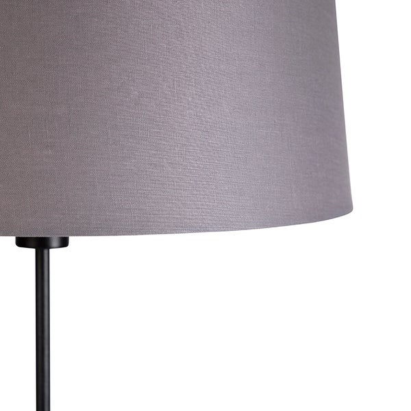 Stehlampe schwarz mit dunkelgrauem Leinenschirm 45 cm - Parte