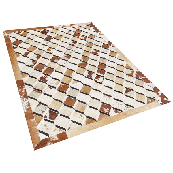 Teppich SERINOVA 160 x 230 cm Echtleder Braun