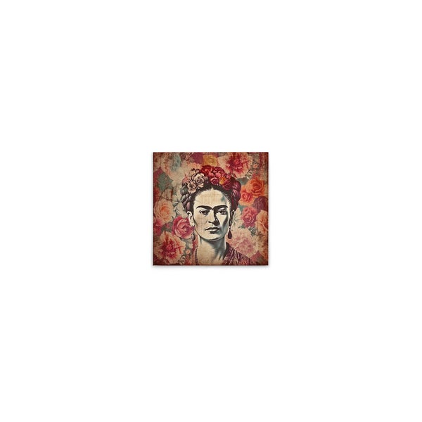 Frida Kahlo Wandbild mit Blumenmuster