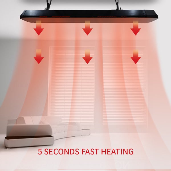 Infrarotpanel Quality Heating Calore 3200W 1660 x 18 cm robustes Material Schwarz inkl. Fernbedienung, Thermostat & einzigartigem Design