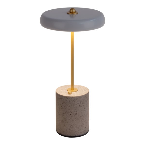 Akku Tischleuchte SETA grau 30 cm hoch aus Metall und Beton, mit fest verbauter LED