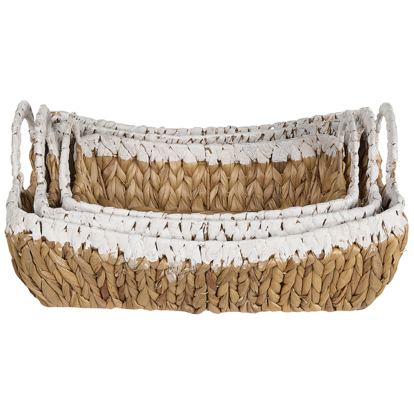 Set aus drei Körben aus Wasserhyazinthe mit Griffen