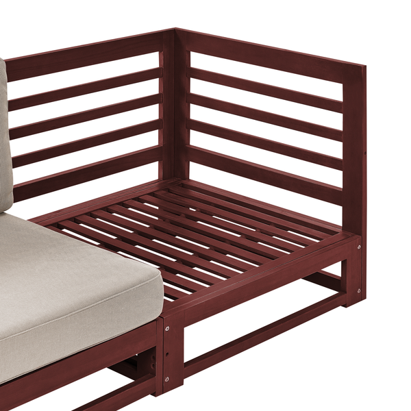 Gartensofa 3-Sitzer TRANI modular Akazienholz Dunkelrot