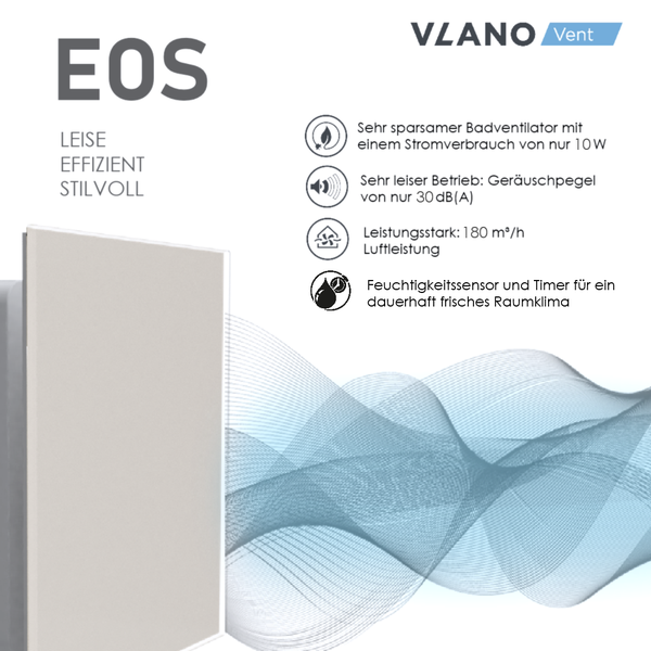 Vlano EOS Badventilator mit Feuchtigkeitssensor und Timer