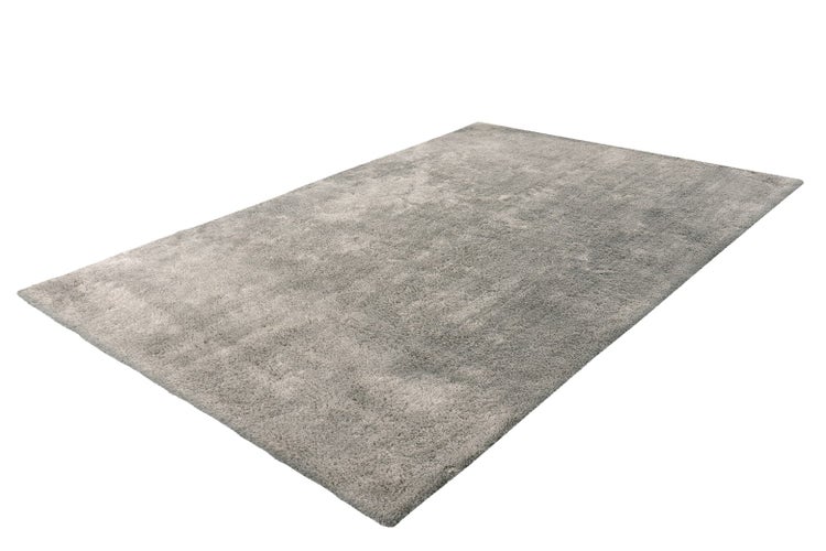 Rechteckiger Hochflor-Teppich Shaggy in Grau.