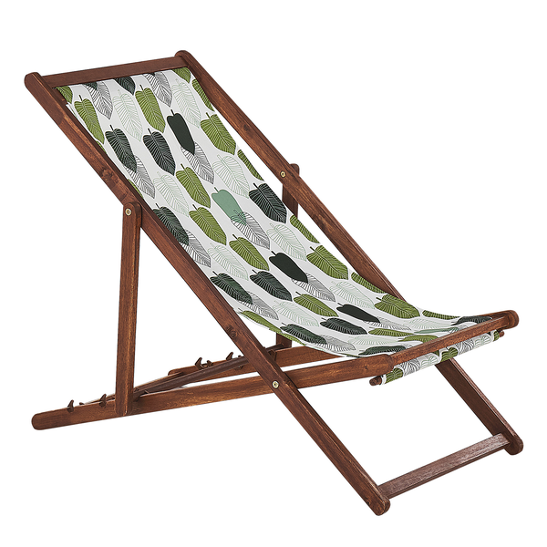 Set mit 2 klappbaren Liegestühlen ANZIO mit Ersatzstoffen Blumenmuster Akazienholz Dunkelbraun