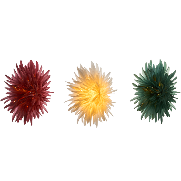 Drei Papiersterne für Innenräume zur Dekoration