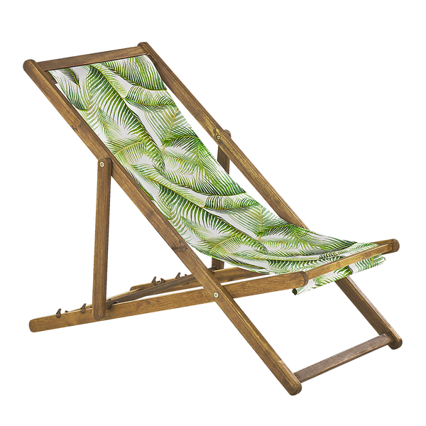Set mit 2 klappbaren Liegestühlen ANZIO mit Ersatzstoffen Blumenmuster Akazienholz Hellbraun