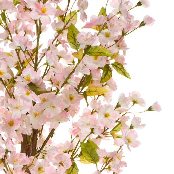 Künstlicher Kirschblütenbaum mit rosa Blüten und grünen Blättern