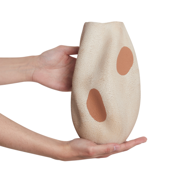 Blumenvase BATOIDEA Steinzeug 25 cm Hellbeige