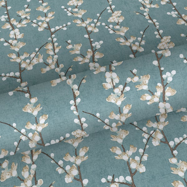 Sanders und Sanders Tapete Blüte Graublau und Weiß - 53 cm x 10 m - 640179