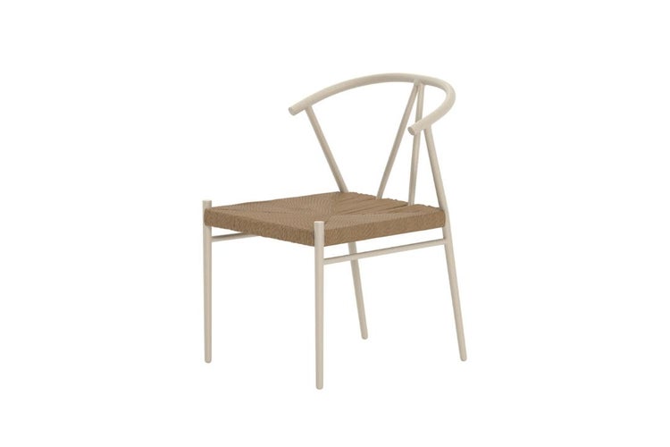 Stuhl mit Sitzfläche aus Rattan